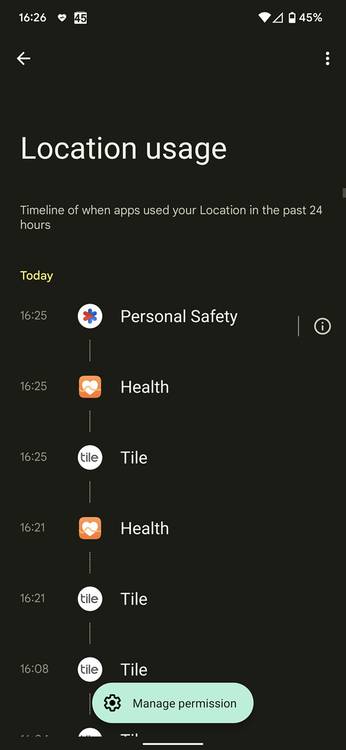 Privacy Dashboard in Android 12