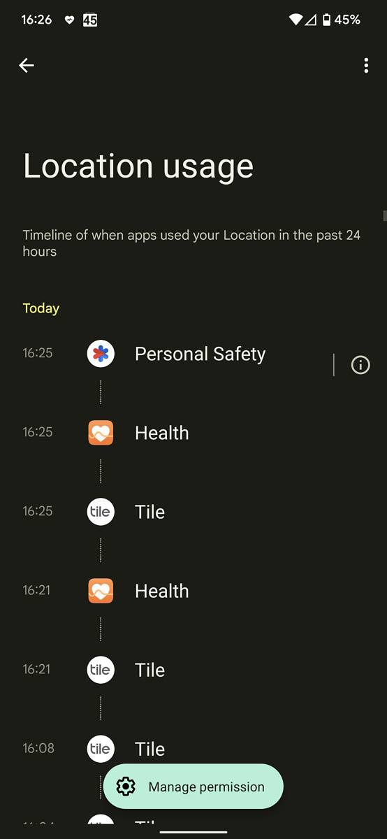 Privacy Dashboard in Android 12