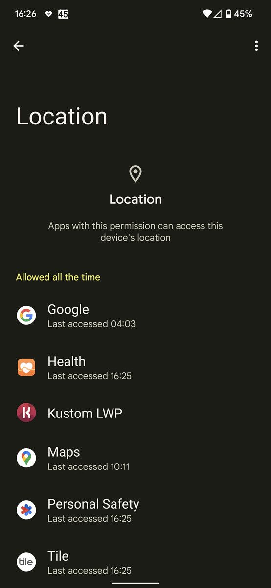 Privacy Dashboard in Android 12