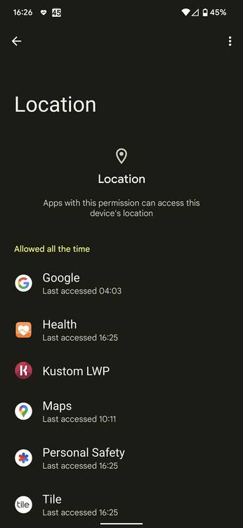 Privacy Dashboard in Android 12