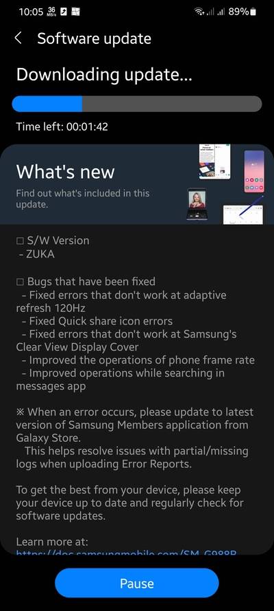 Samsung Galaxy S20 One UI 4 beta ZUKA OTA