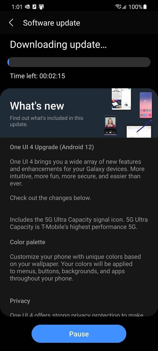 T-mobile One UI 4.0 update for Galaxy S21