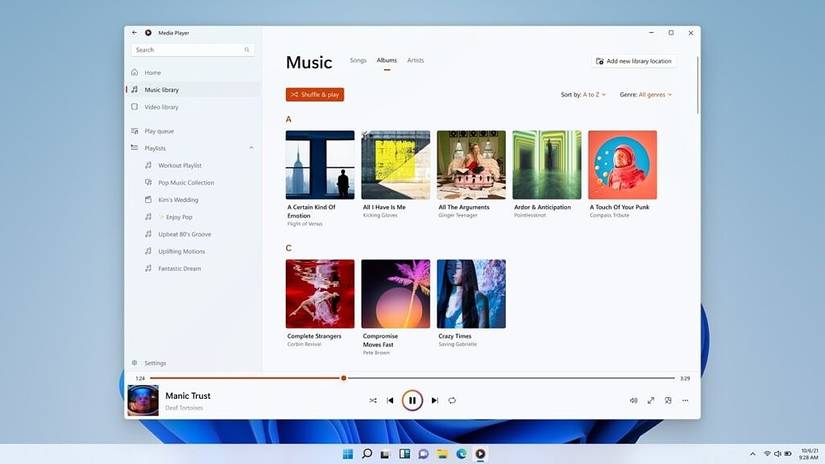 Windows 11 Media Player main screen