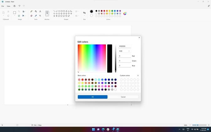 Windows 11 Paint with new color picker open