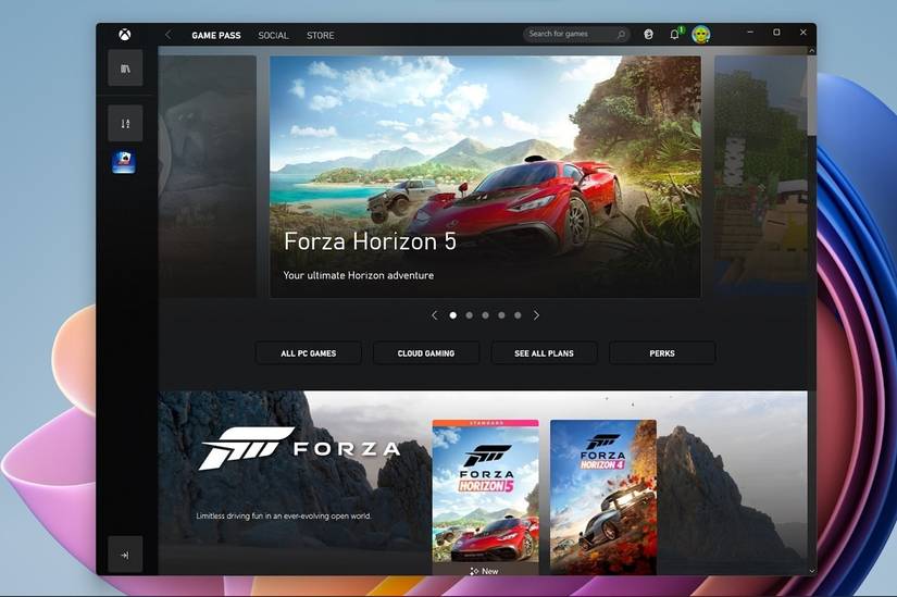 Xbox app for PC home page