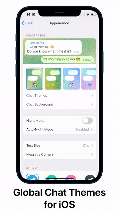 Global chat themes on iOS Telegram