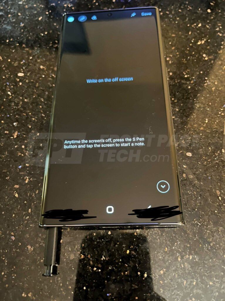 Front of phone with S Pen out