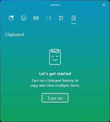 Clipboard history not enabled