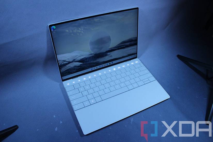 Angled view of white laptop