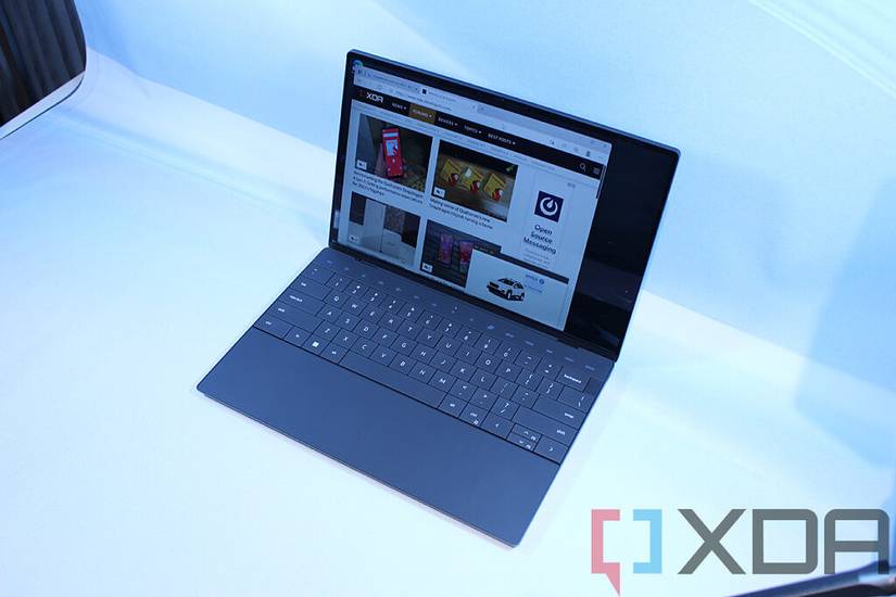 Angled view of black laptop