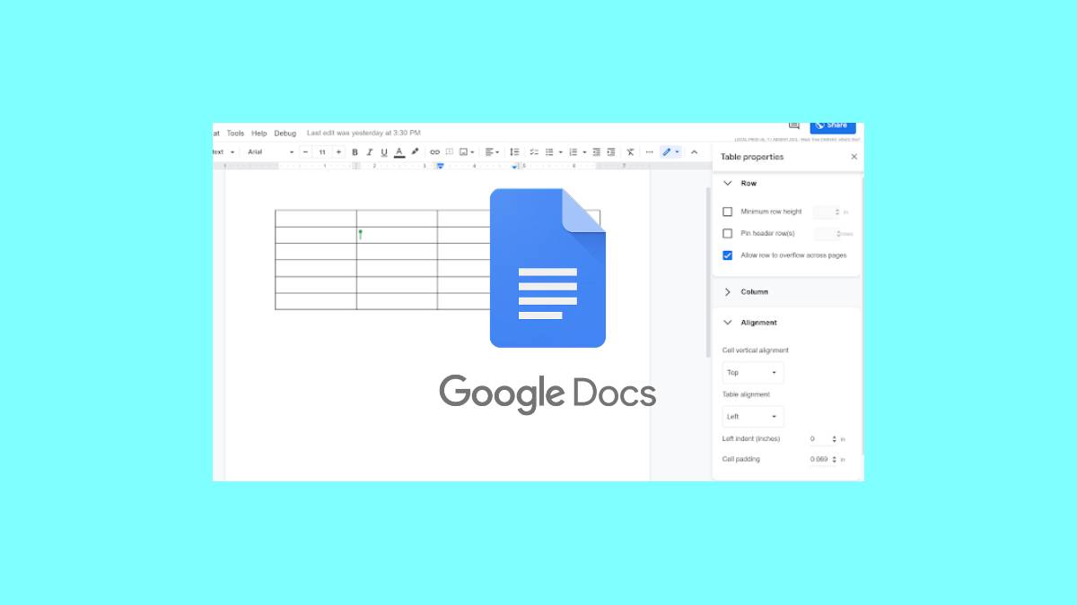 Table Docs Task Google Docs gets new customization options for Tables