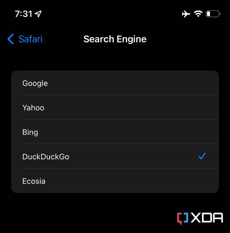 How to change the default search engine on Safari for iOS