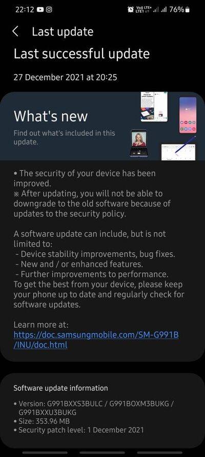 Samsung Galaxy S21 One UI 4 BULC OTA