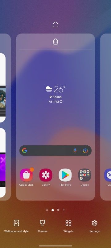 Homescreen customization screenshot