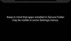 Screenshot showing Secure Folder setup and options