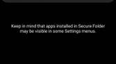 Screenshot showing Secure Folder setup and options
