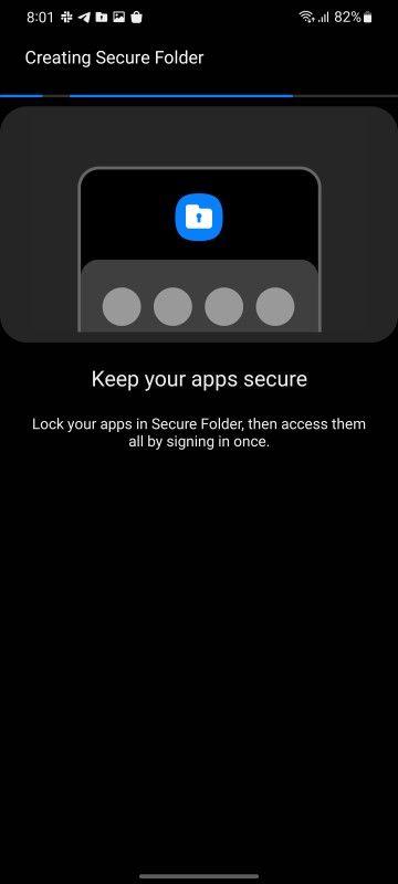 Screenshot showing Secure Folder setup and options