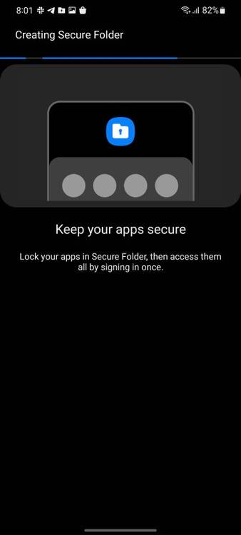 Screenshot showing Secure Folder setup and options