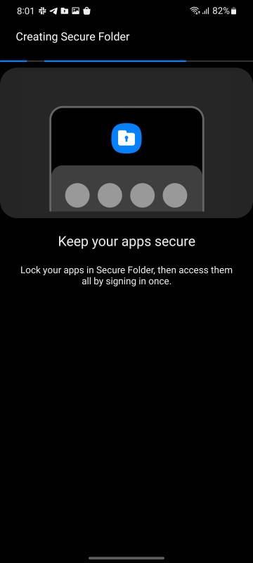 Screenshot showing Secure Folder setup and options