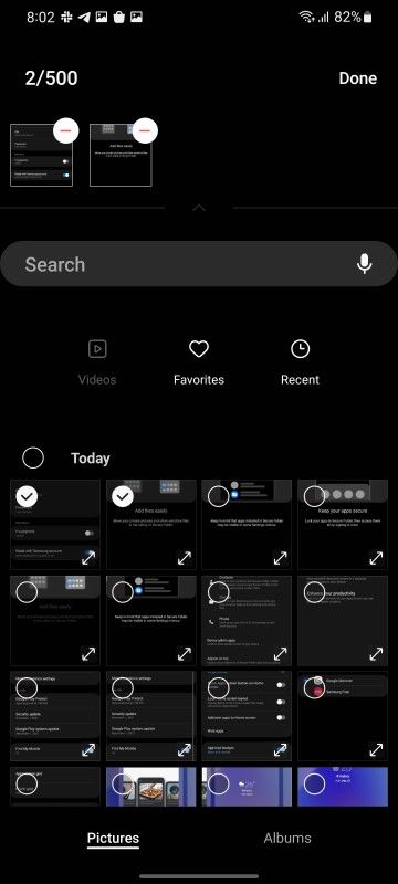 Screenshot showing Secure Folder setup and options