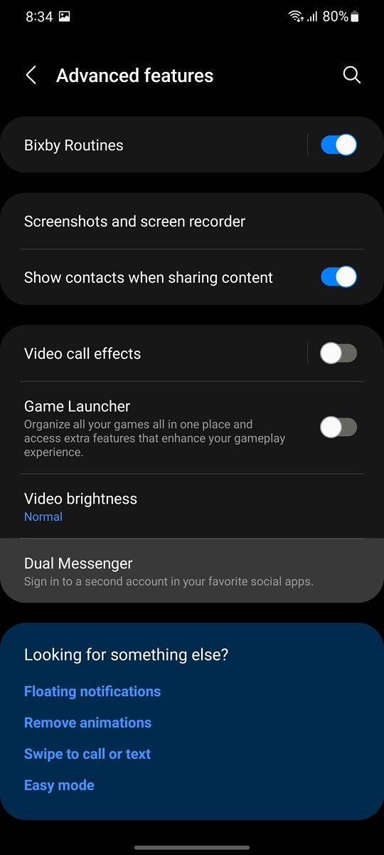 Dual App setting on Samsung One UI
