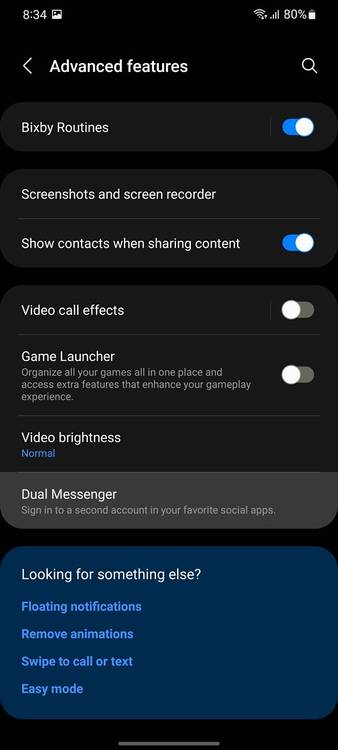 Dual App setting on Samsung One UI