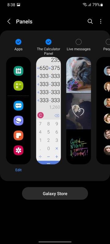 Edge Panels on Samsung One UI