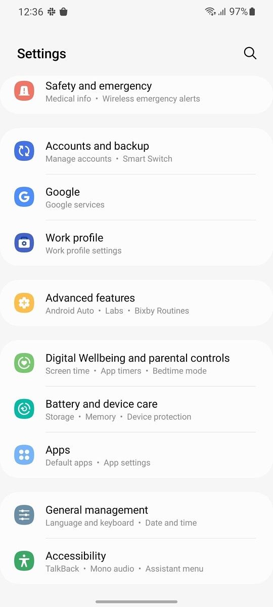 Samsung Settings