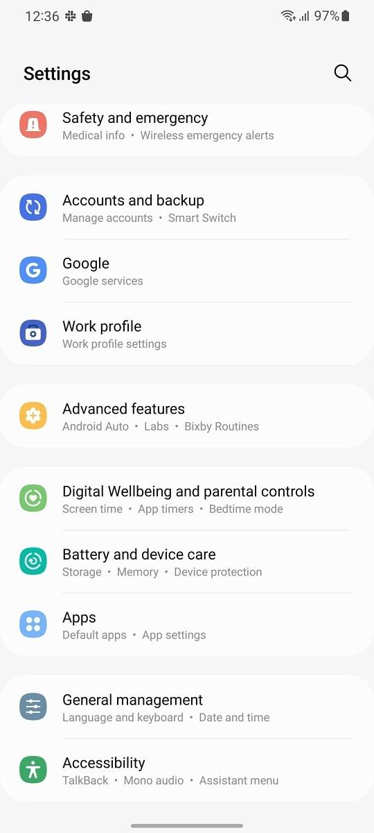 Samsung Settings