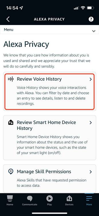 Alexa Privacy settings
