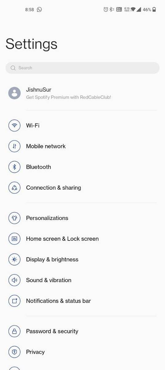 Android 12 for the OnePlus 9 Pro settings