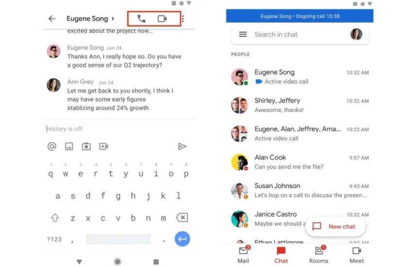 You can now make audio and video calls from the Gmail app