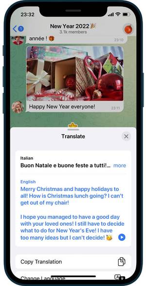 Telegram translate message