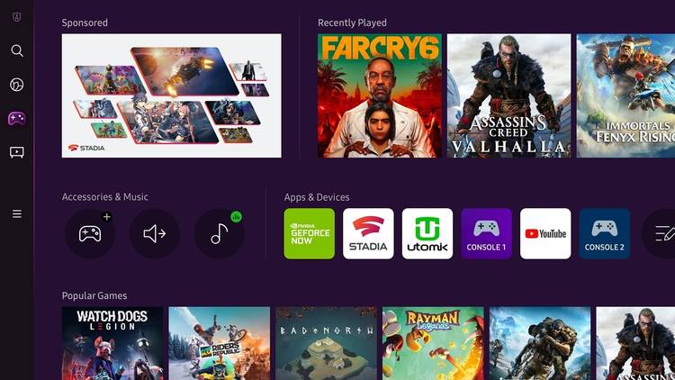 Samsung Gaming Hub user interface