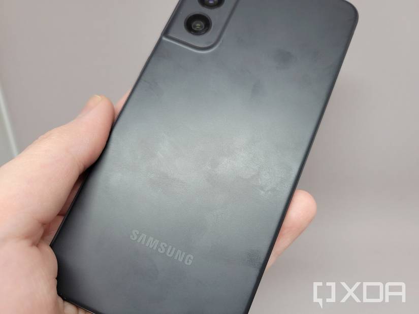 Galaxy S21 FE rear with fingerprint smudges