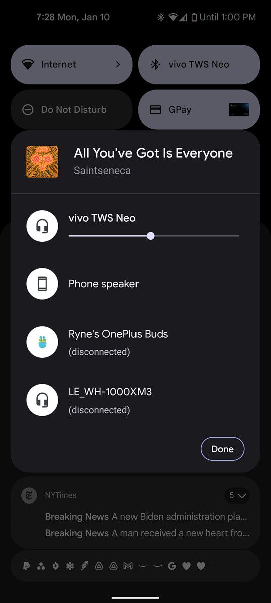 Android 12 ouput picker listing available devices