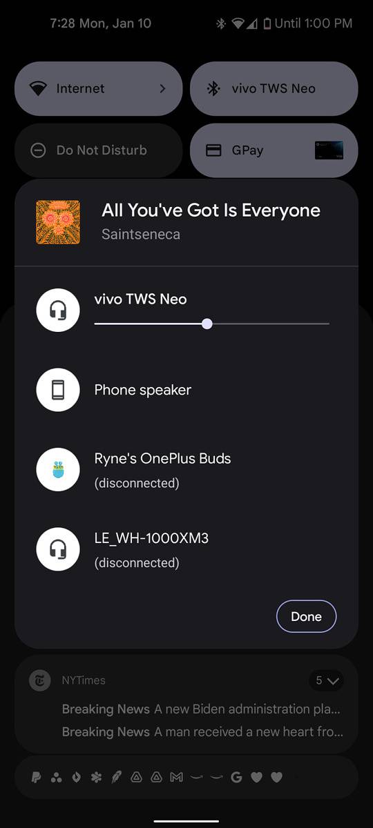 Android 12 ouput picker listing available devices