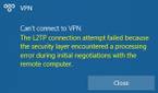 Error shown when connecting to a VPN
