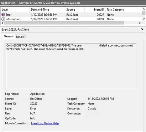 Error description in Windows Event Viewer