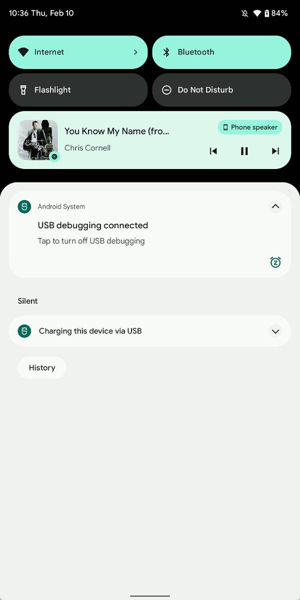 Notification shade in Androd 12 showing media player