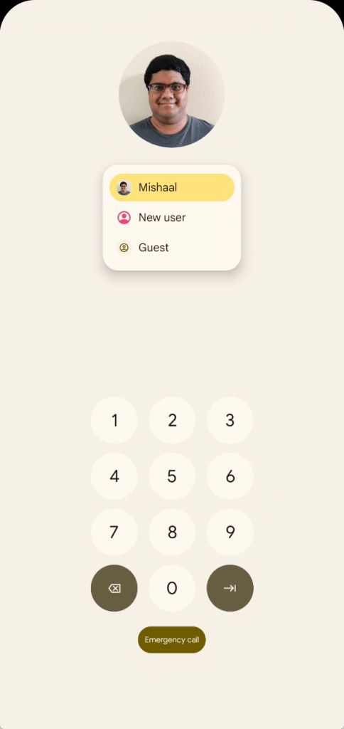 Android 13 keyguard profile switcher