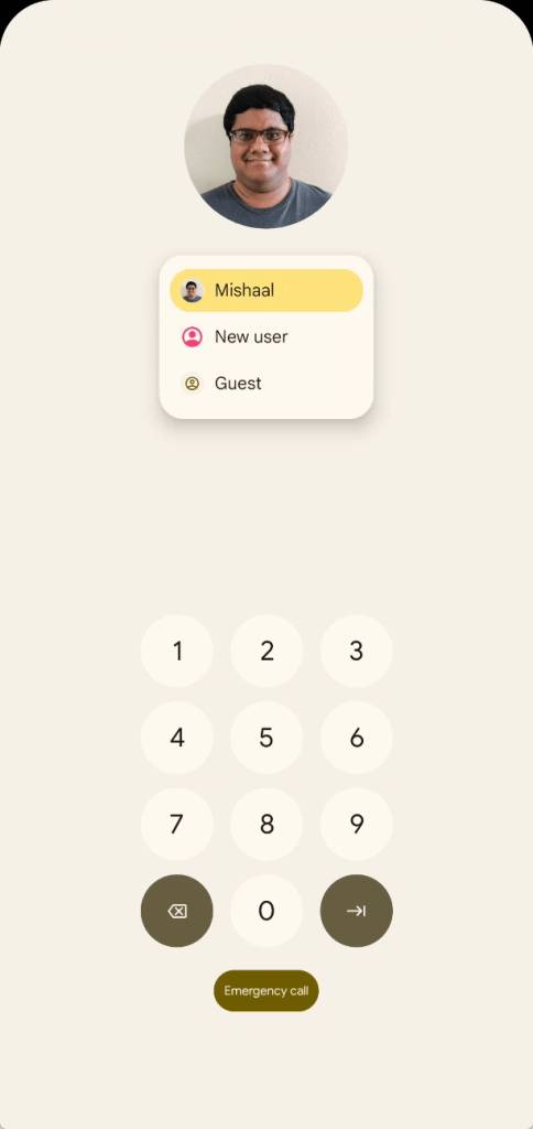 Android 13 keyguard profile switcher