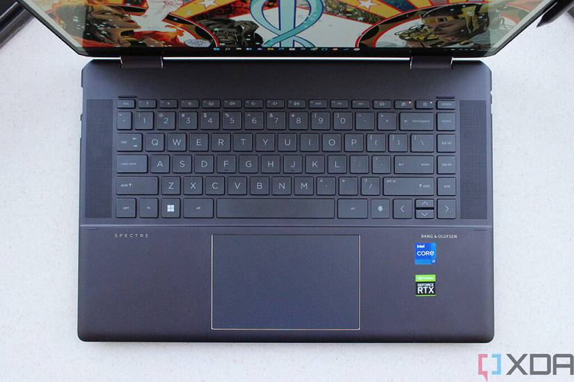Top down view of HP Spectre keyboard
