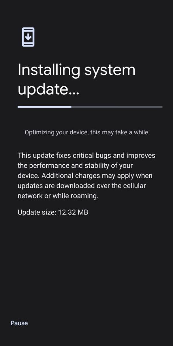 Pixel 3 installing an update