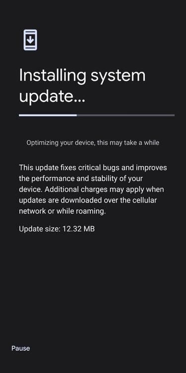 Pixel 3 installing an update