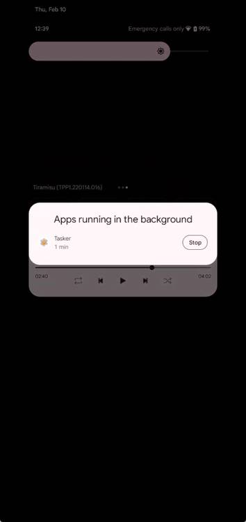 List of active apps