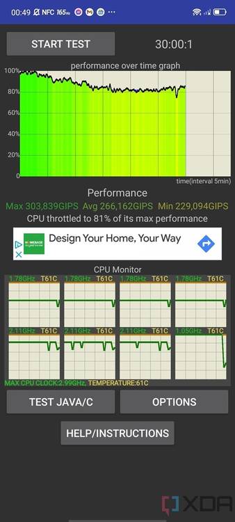 RedMagic 7 CPU Throttling Test without a fan