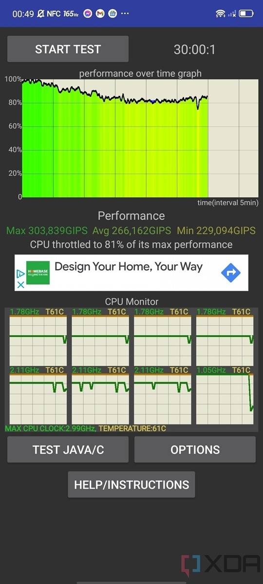 RedMagic 7 CPU Throttling Test without a fan