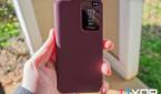 Samsung Galaxy S22 in magenta s-view case with flap closed