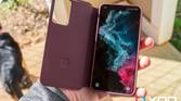 Samsung Galaxy S22 in magenta s-view case with flap open